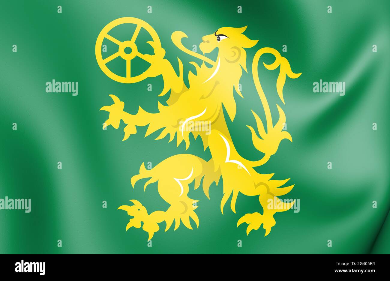 3D Flag of Le Roeulx (Hainaut province), Belgium. 3D Illustration. Stock Photo