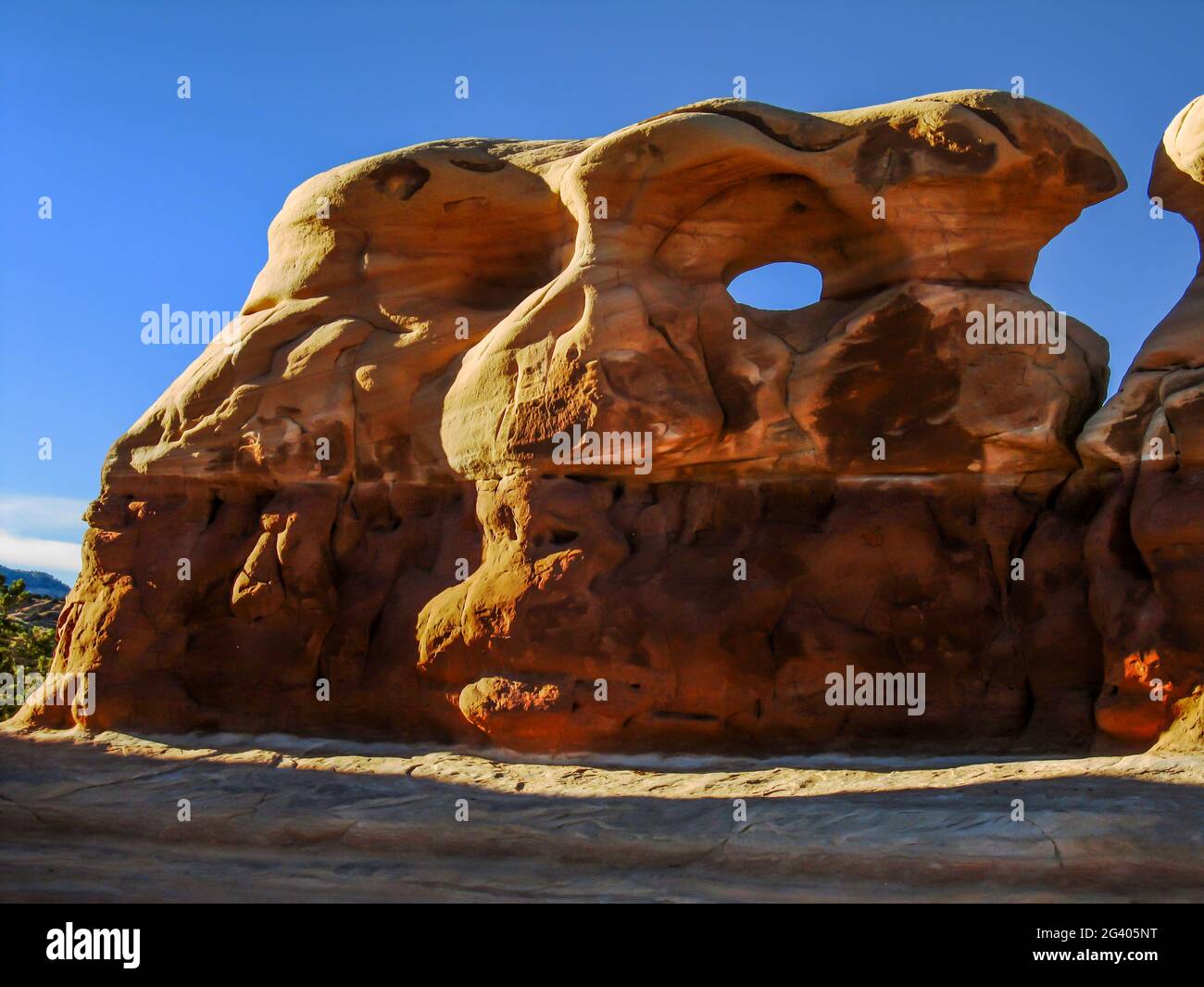 A sandstone formations, weathered to form almost a face, in the Devil’s Garden in Escalante-Grand Staircase National Monument, Utah, USA Stock Photo
