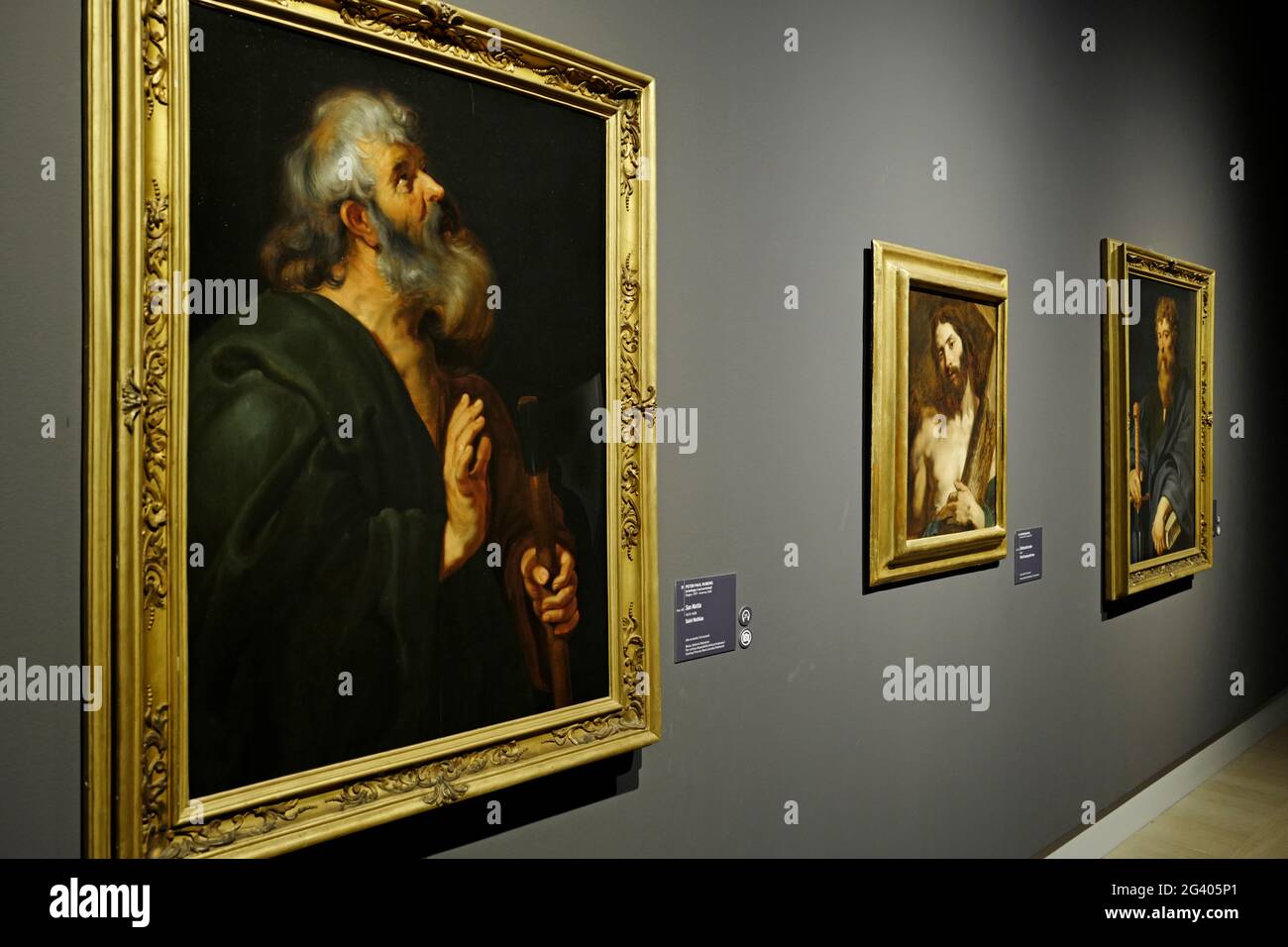 Italian painting exhibition of Caravaggio and his heirs, at Le Gallerie d'Italia museum, in Milan. 2018. Stock Photo