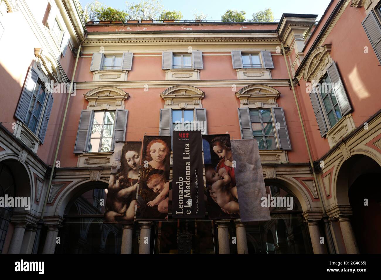 La Madonna Litta, a Leonardo da Vinc'si masterpiece painting, displayed at the Poldi Pezzoli museum, in Milan. Italy Stock Photo