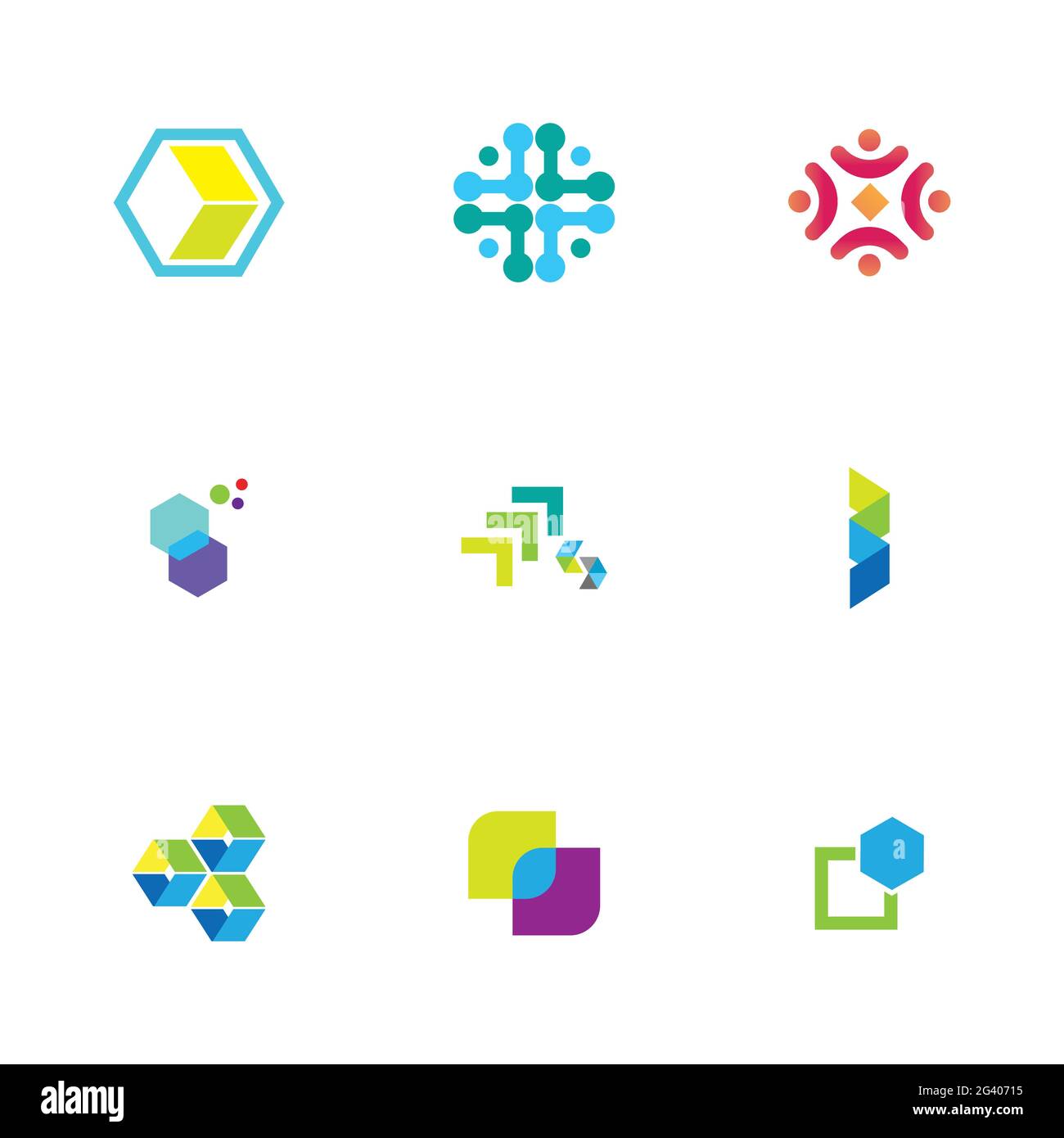Finance technologi logo set illustration design template Stock Vector