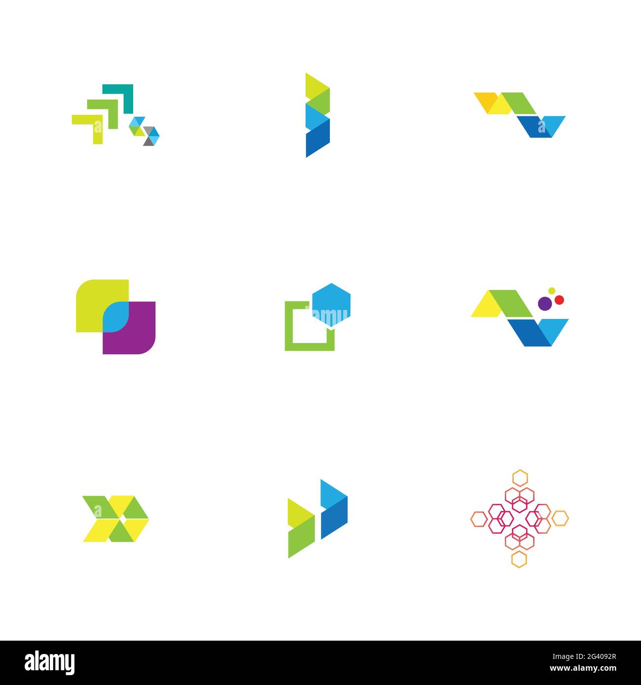 Finance technologi logo set illustration design template Stock Vector