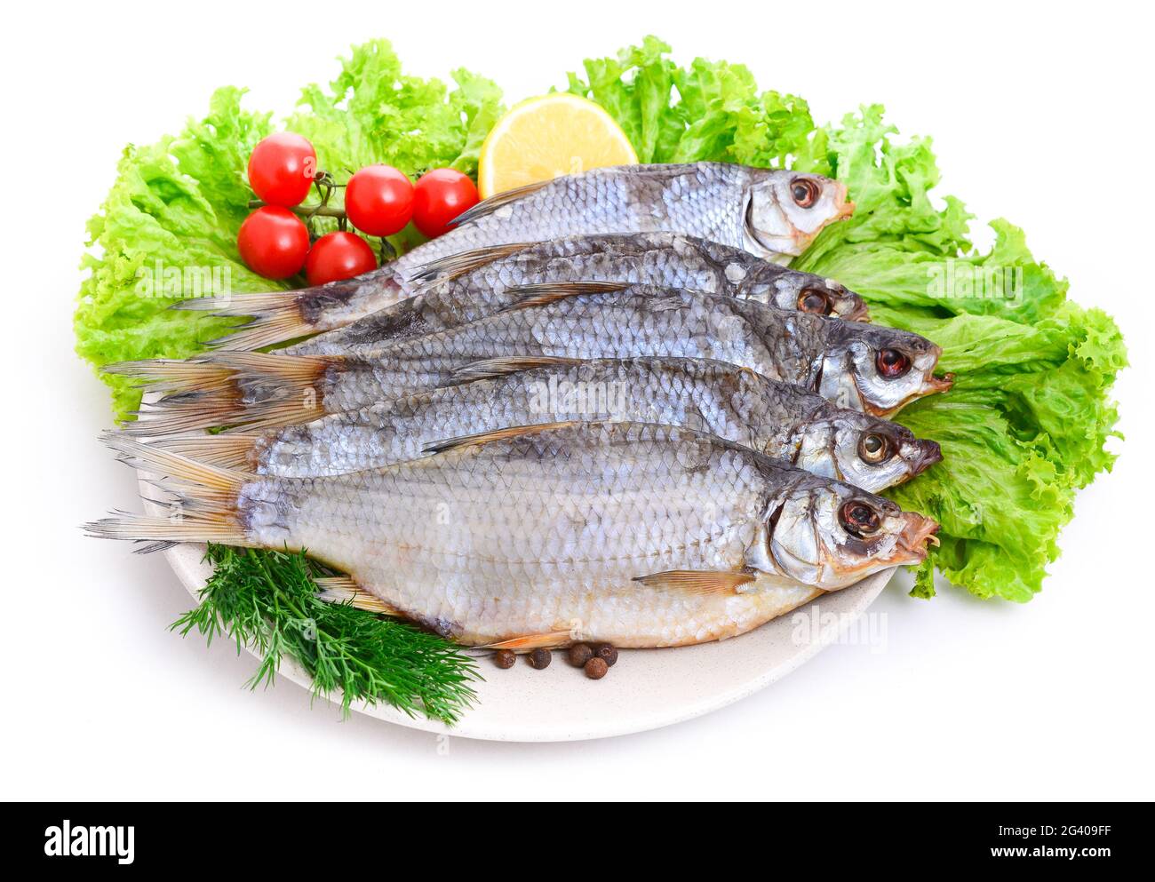 Dried bream on a plate Stock Photo