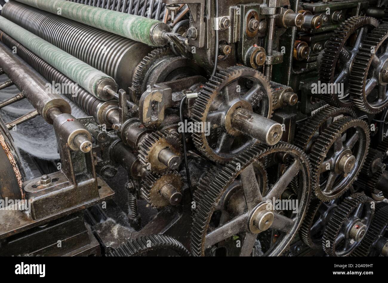 detail of a historic cotton processing machine Stock Photo