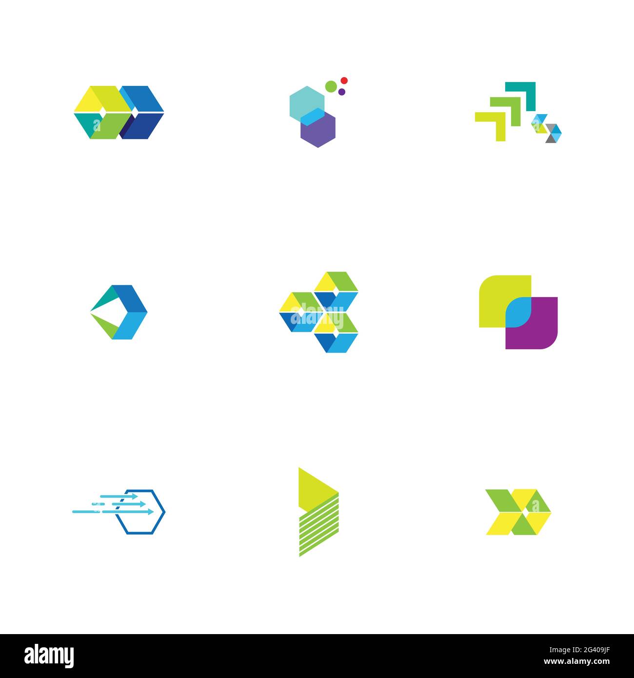 Finance technologi logo set illustration design template Stock Vector