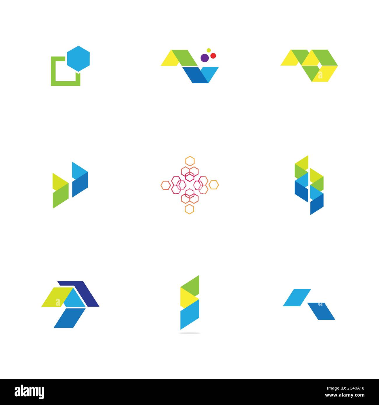Finance technologi logo set illustration design template Stock Vector
