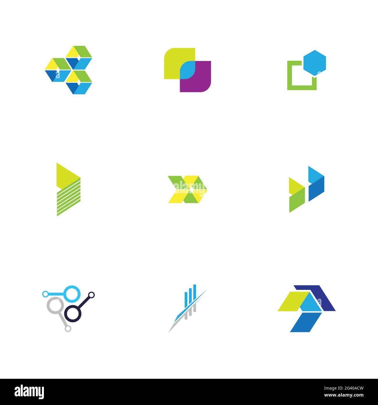 Finance technologi logo set illustration design template Stock Vector