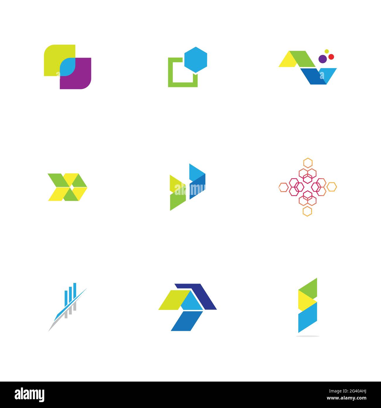 Finance technologi logo set illustration design template Stock Vector