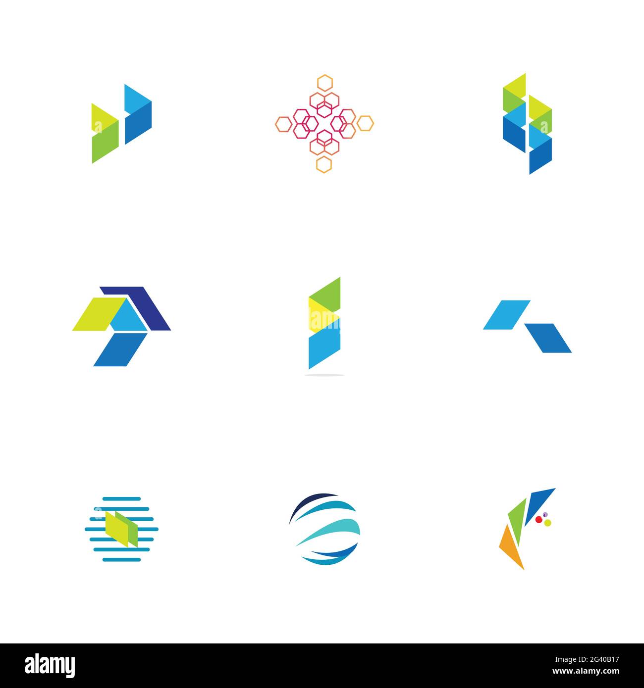 Finance technologi logo set illustration design template Stock Vector