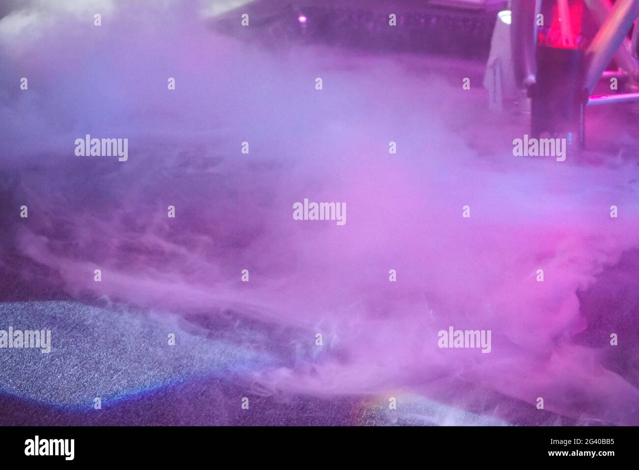 BPM 2019 - The Show For DJs swirling dry ice fog creeping across the floor of the trade show Stock Photo