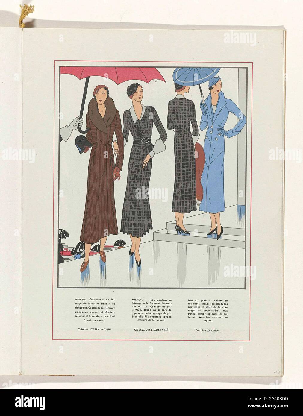 Art - Goût - Beauté, Feuillets de l 'Élégance Féminine, Novembre 1931, no.  135, 12th Année, p. 17. Left: Cloak for the afternoon of wool with a collar  of Castor (Beverbont), from