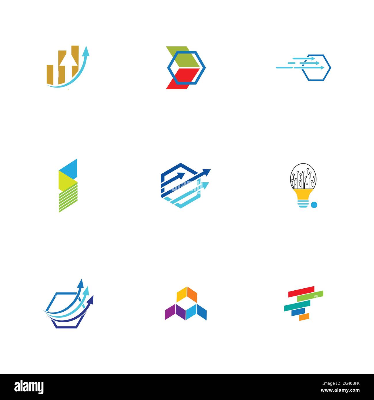 Finance technologi logo set illustration design template Stock Vector