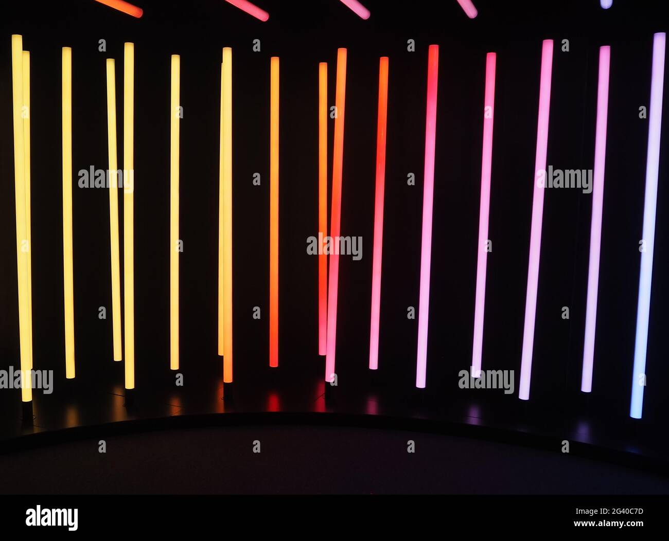 Rainbow Dance floor Tube lights giving a 3D visual effect Stock Photo