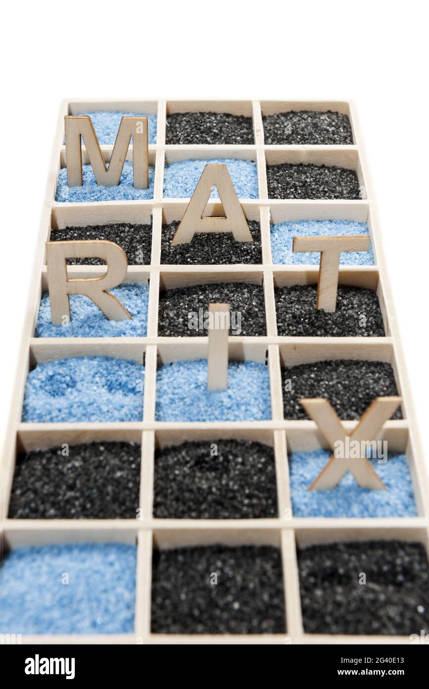 Box with word MATRIX in the Sand Stock Photo
