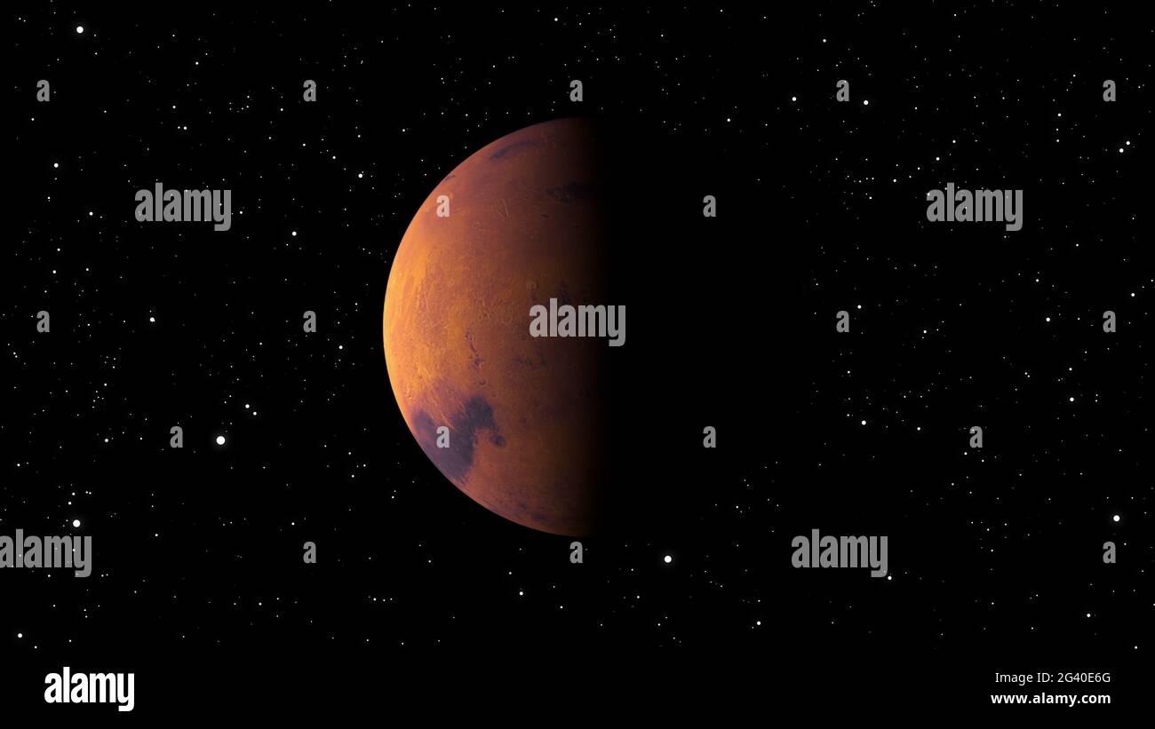 Planet Mars with shine, computer generated. 3d rendering of realistic cosmic background. Elements of this image are presented by Stock Photo