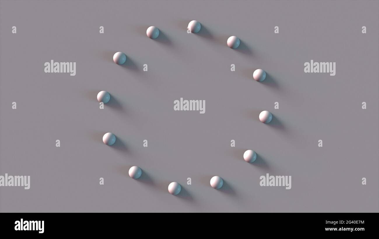 Round set of spheres, computer generated. 3d rendering of isometric background Stock Photo