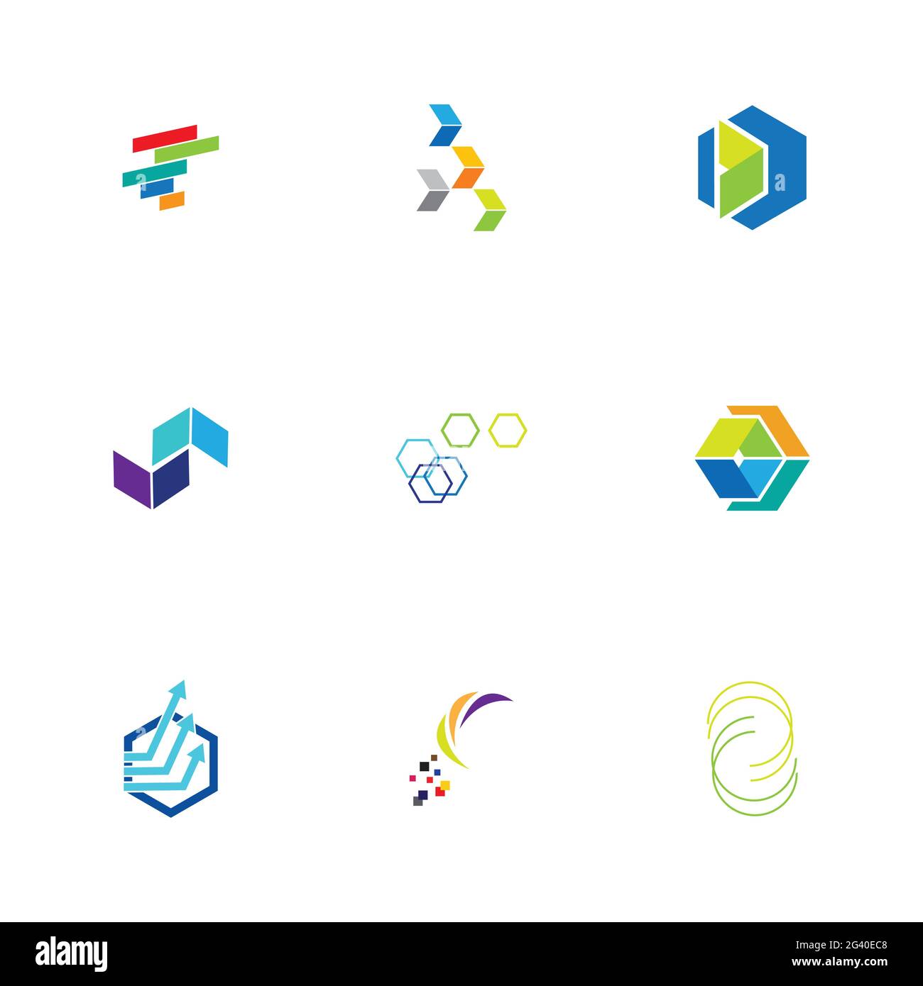 Finance technologi logo set illustration design template Stock Vector