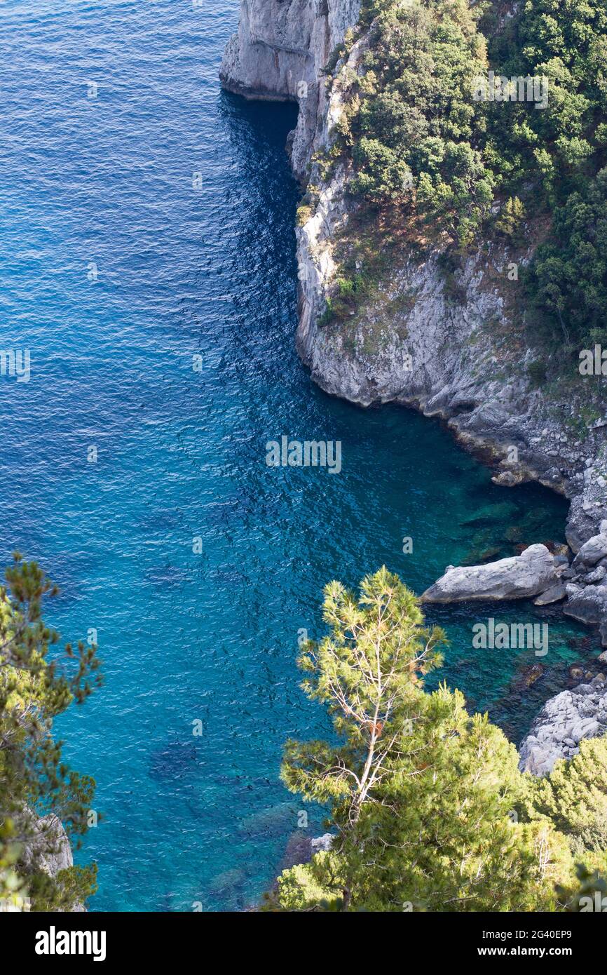View at the sea from viewing point Arco Naturale, in Capri, Italy Stock Photo