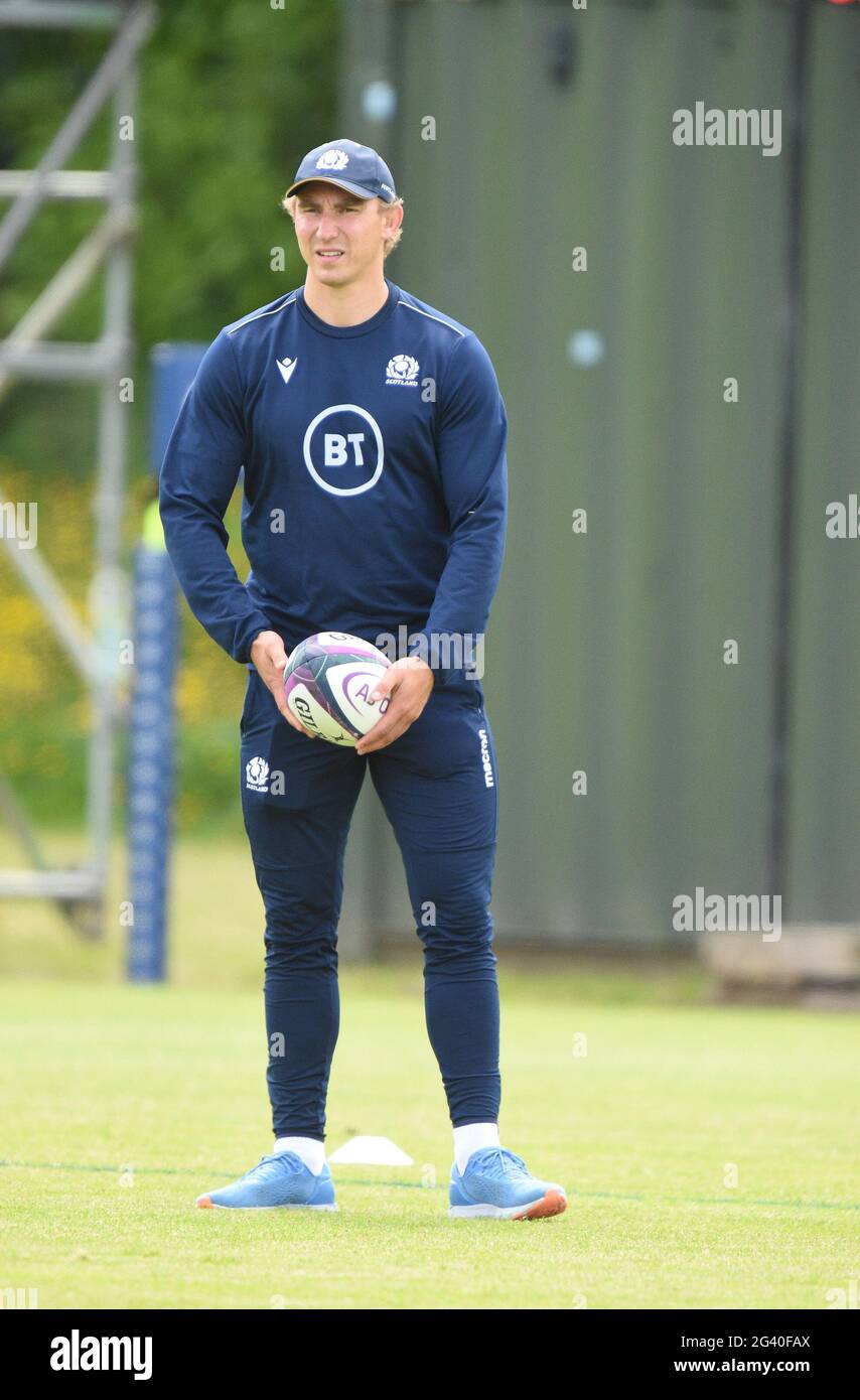 Oriam Sports Performance Centre, Riccarton, Edinburgh, Scotland. UK .18th June 21.Scotland Rugby Jamie Ritchie watches from the the sideline squad training session to prepare for the England A fixture . Credit: eric mccowat/Alamy Live News Stock Photo