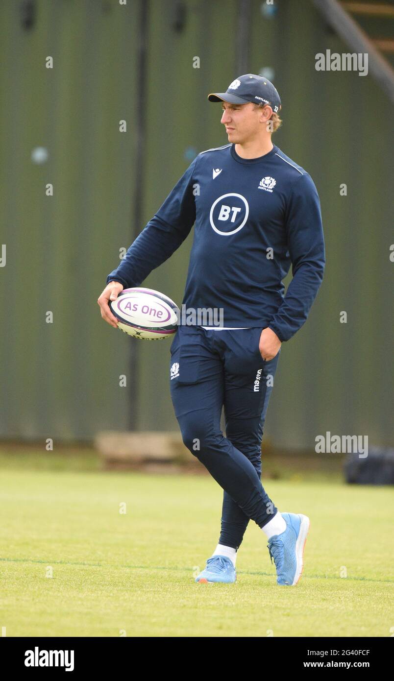 Oriam Sports Performance Centre, Riccarton, Edinburgh, Scotland. UK .18th June 21.Scotland Rugby Jamie Ritchie watches from the the sideline squad training session to prepare for the England A fixture . Credit: eric mccowat/Alamy Live News Stock Photo