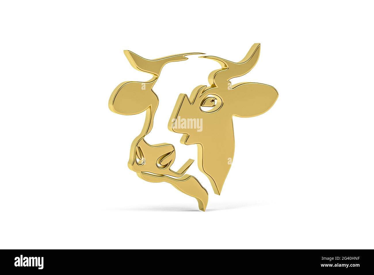 Golden 3d cow icon isolated on white background - 3d render Stock Photo ...