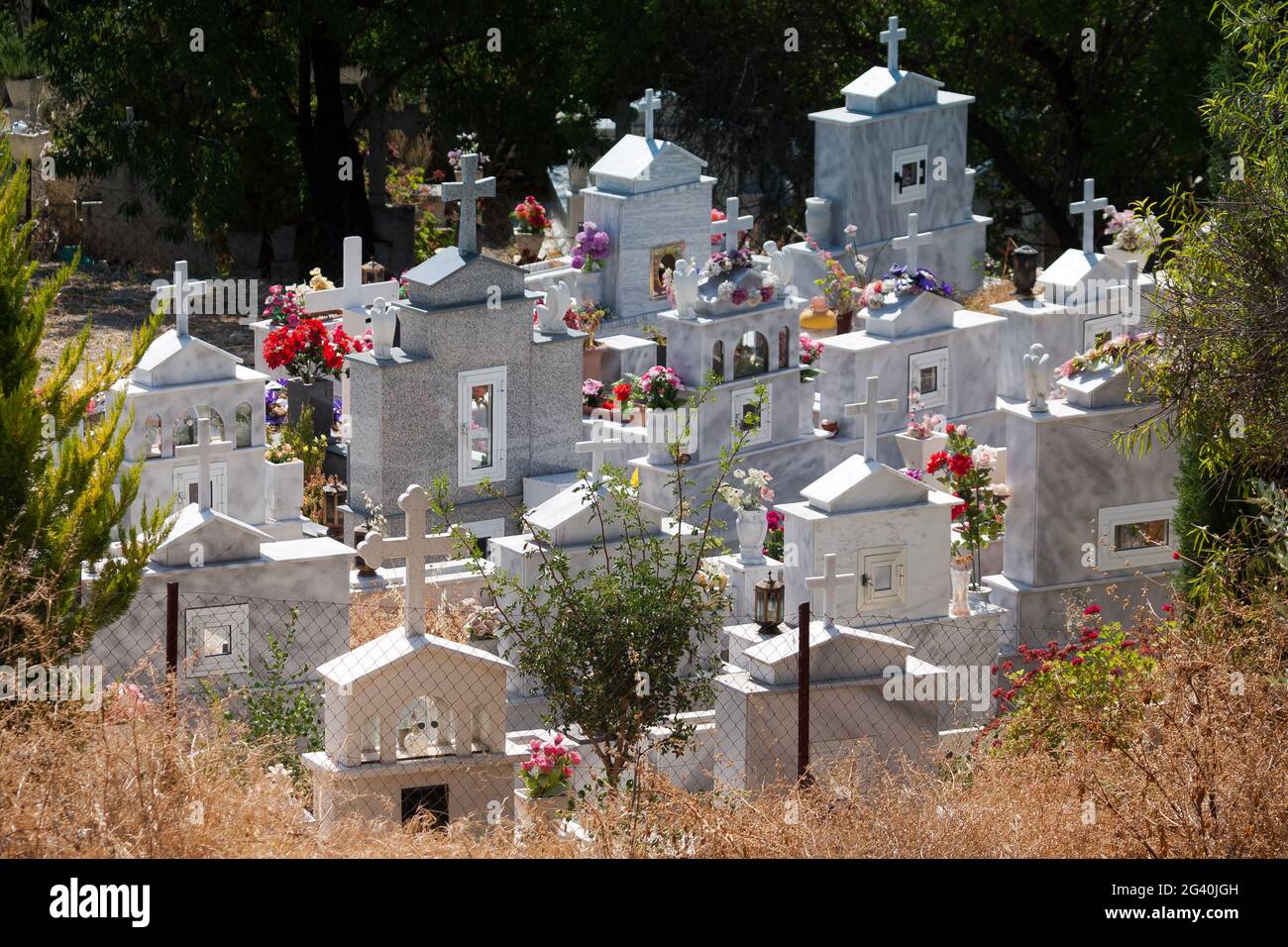 CYPRUS, GREECE/EUROPE - JULY 21 : View of a cemetery in a Cypriot village in Cyprus on July 21, 2009 Stock Photo