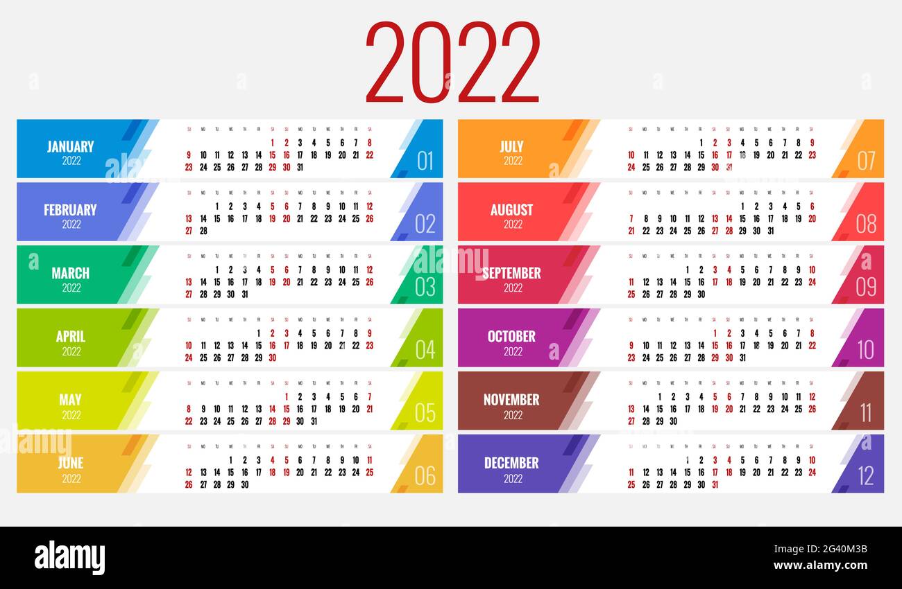 Calendar Planner for 2022. Calendar template for 2022. Stationery