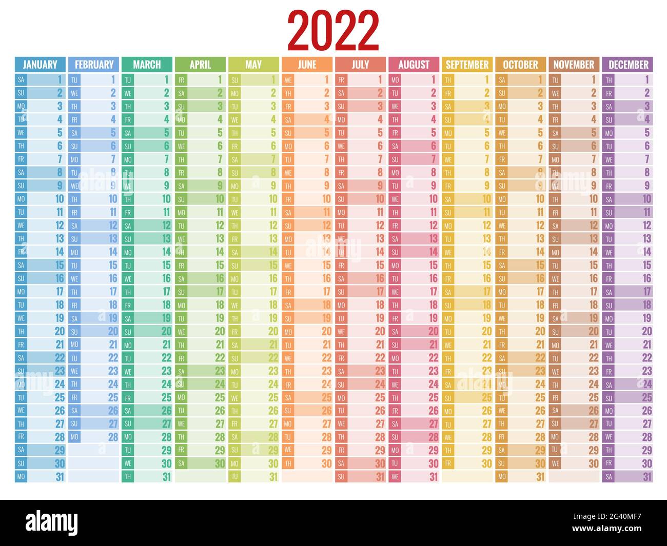 Calendar Planner for 2022. Calendar template for 2022. Stationery
