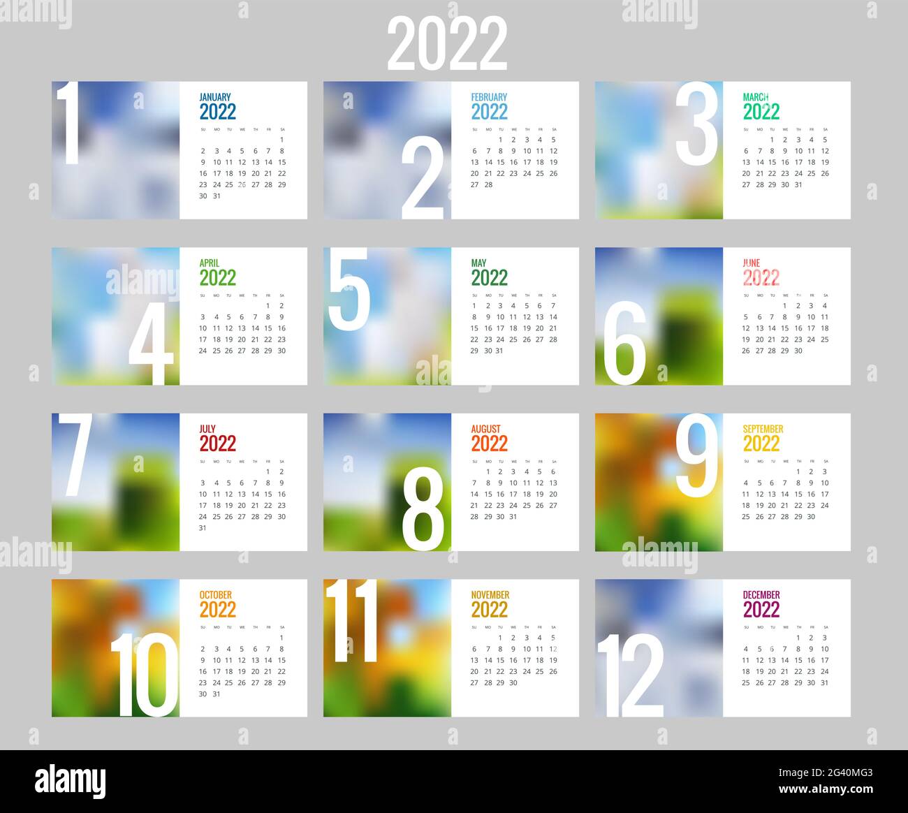 Calendar Planner for 2022. Calendar template for 2022. Stationery