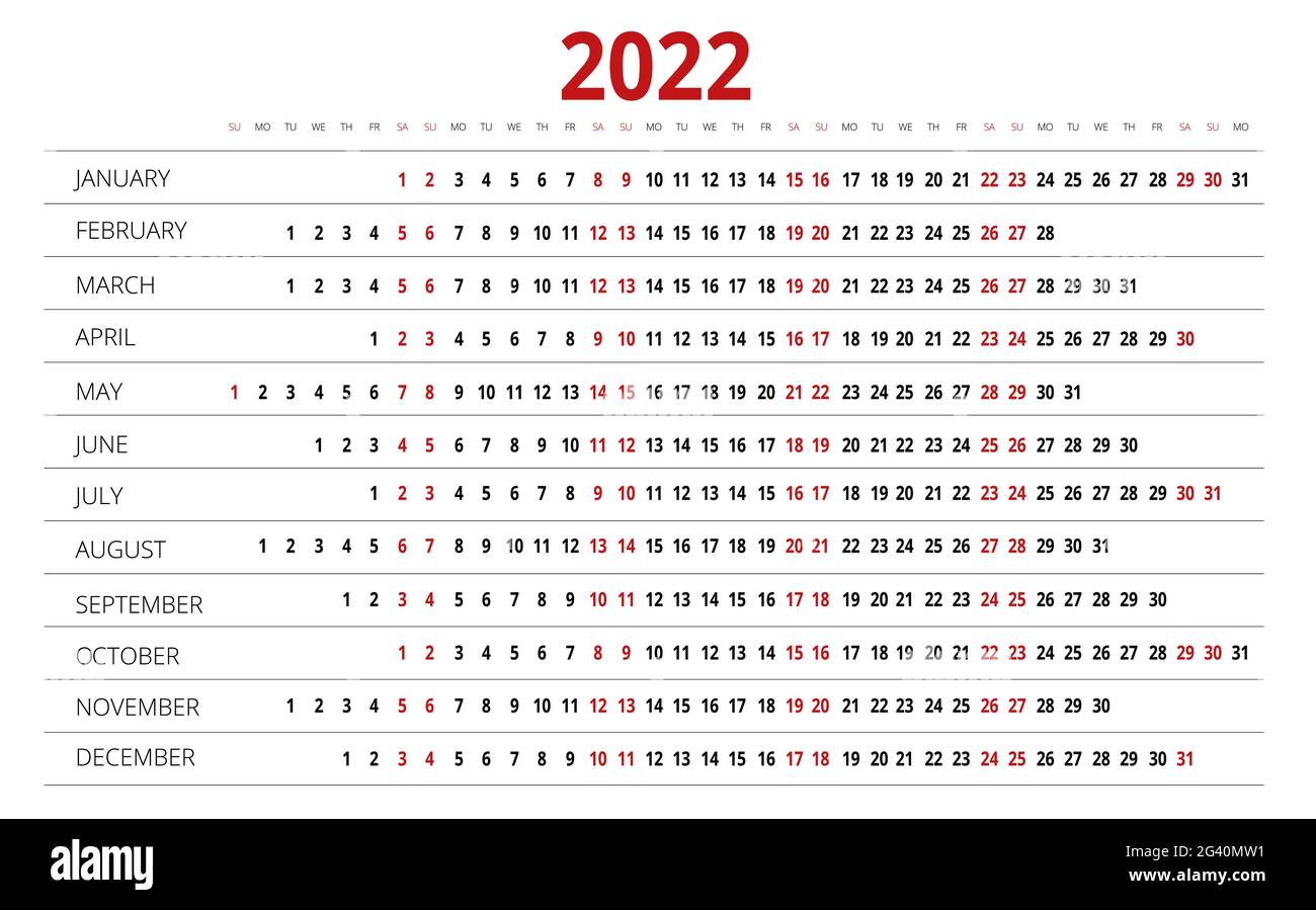 Calendar Planner for 2022. Calendar template for 2022. Stationery
