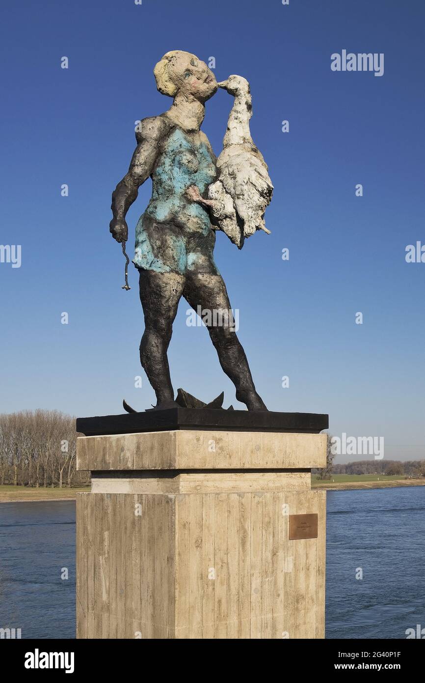 Sculpture Leda, artist Markus Luepertz, Monheim am Rhein, North Rhine-Westphalia, Germany, Europe Stock Photo