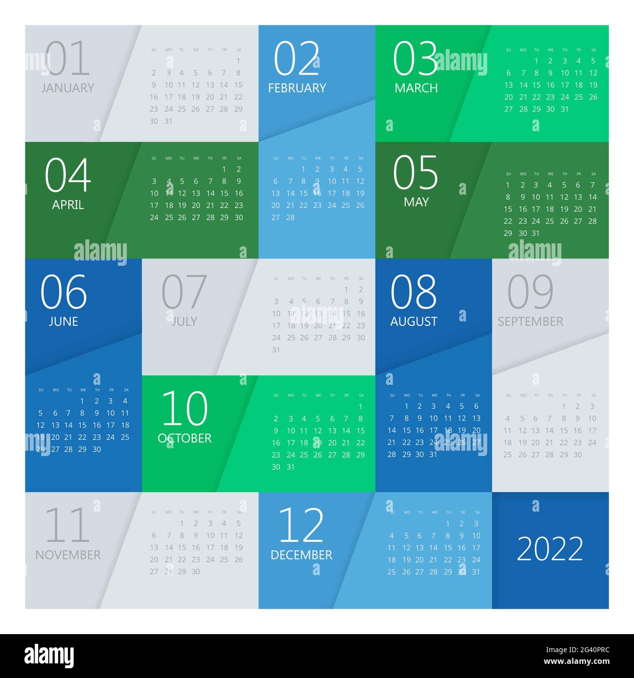 Calendar Planner for 2022. Calendar template for 2022. Stationery