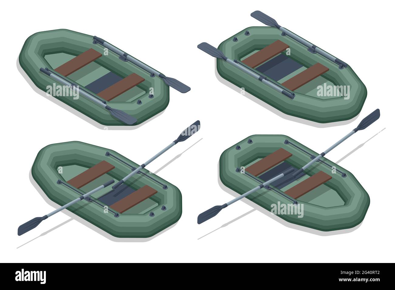 Inflatable boat for fishing on white background. Vector