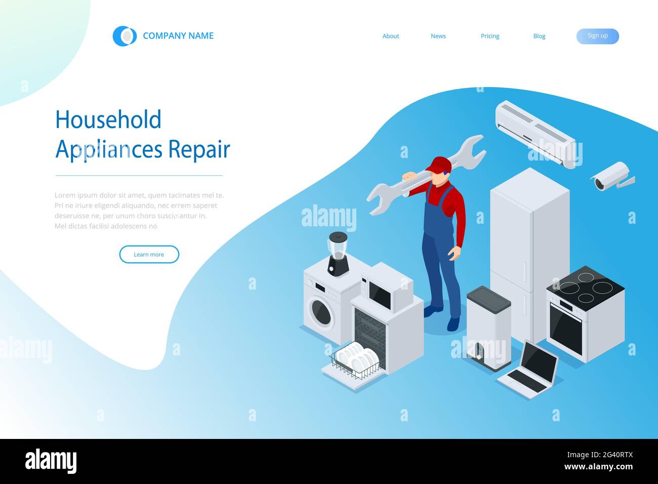 Repair support. Household Appliances Technical service isometric. Repair of household Appliances photos.