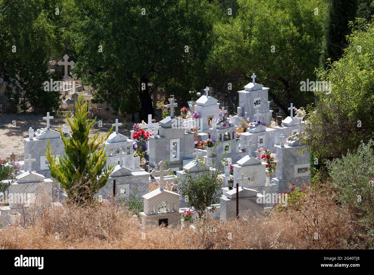 View of a cemetery in a Cypriot village Stock Photo