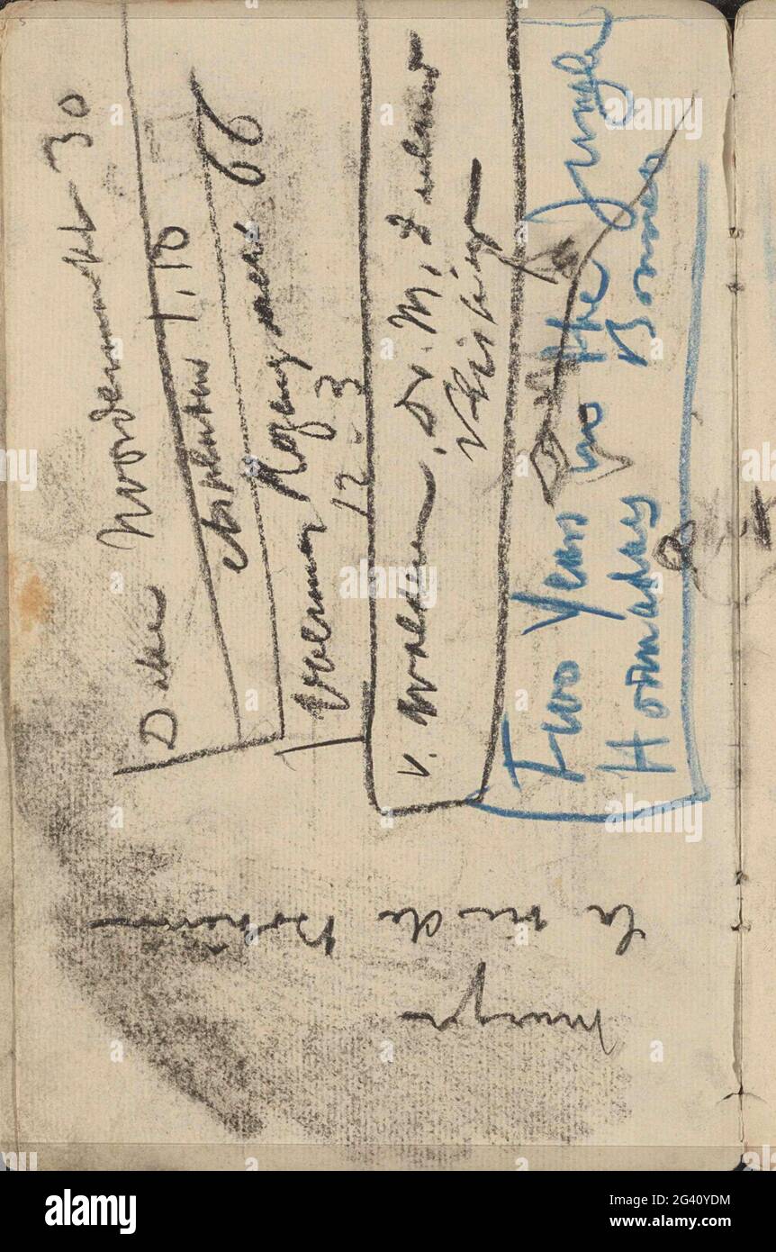 Annotations. Page 5 from a sketchbook with 16 sheets Stock Photo - Alamy