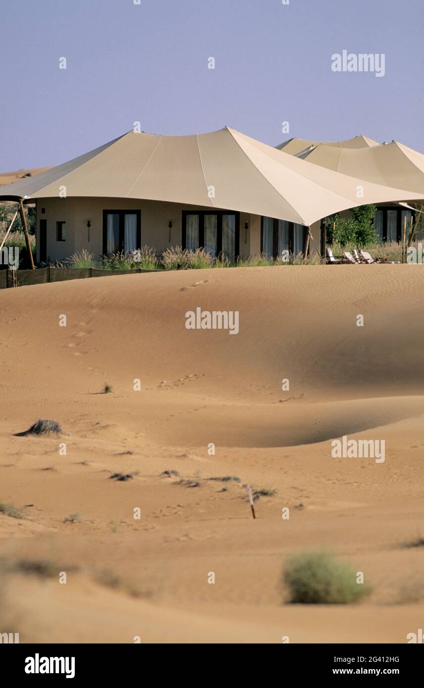 EMIRATES (UNITED ARAB EMIRATES) DUBAI. AL MAHA HOTEL, LUXURY CAMP IN THE DESERT Stock Photo