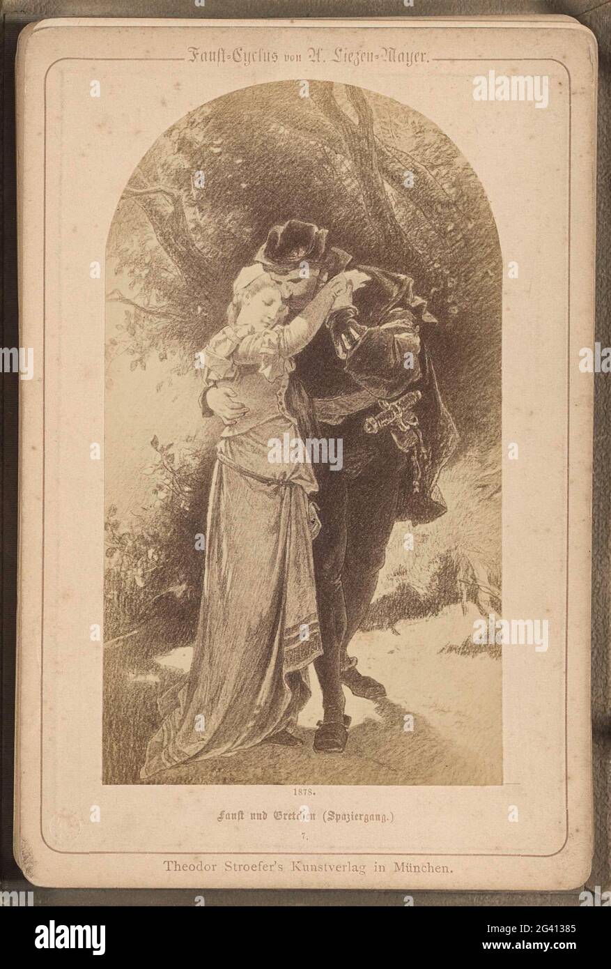 Photo production of (presumably) a drawing entitled 'Walk of Faust and Gretchen'; Faust und