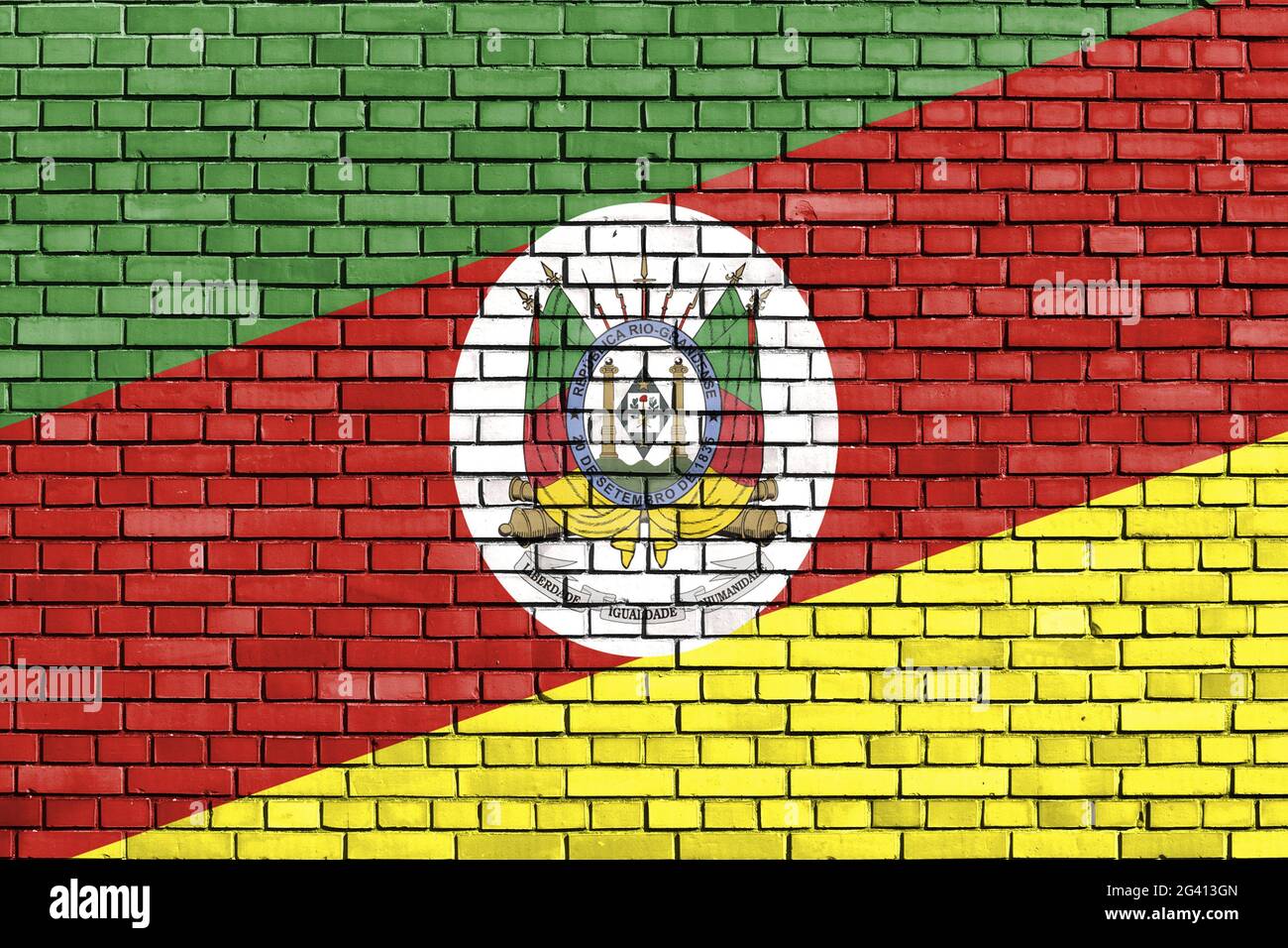 Flag of Rio Grande do Sul painted on brick wall Stock Photo