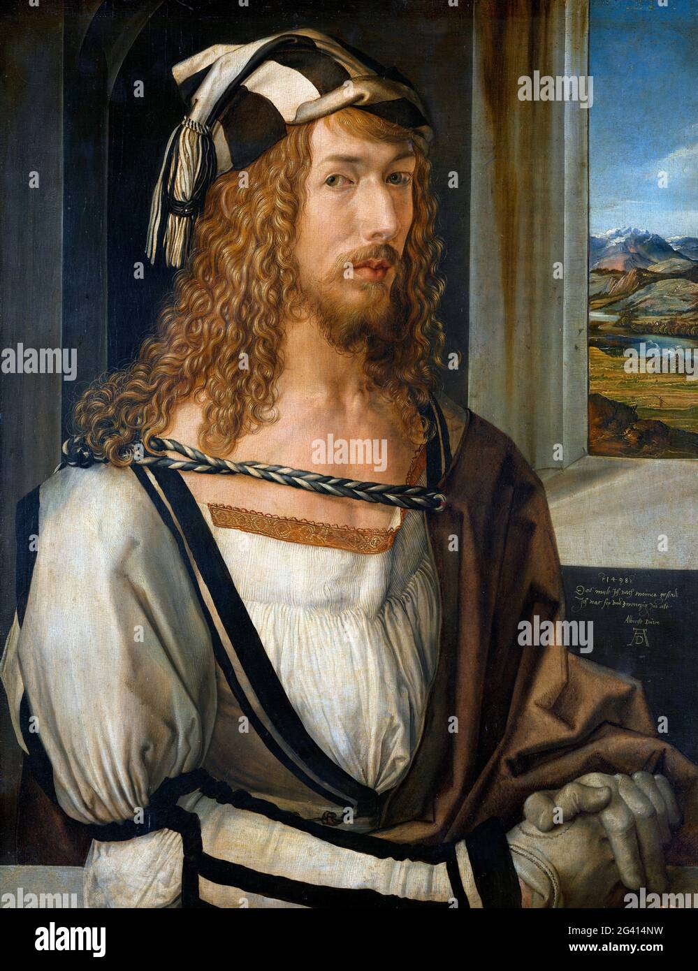 Albrecht Dürer (1471-1528), Self-Portrait, oil on panel, 1498 Stock Photo