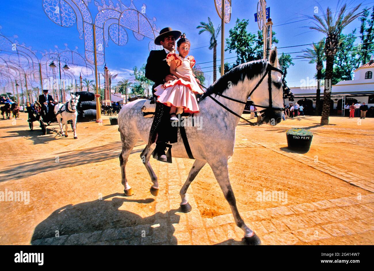 SPAIN, ANDALUSIA, JEREZ DE LA FRONTERA, THE REAL ESCUELA ANDALUZA DEL ARTE ECUESTRE AT THE FERIA Stock Photo