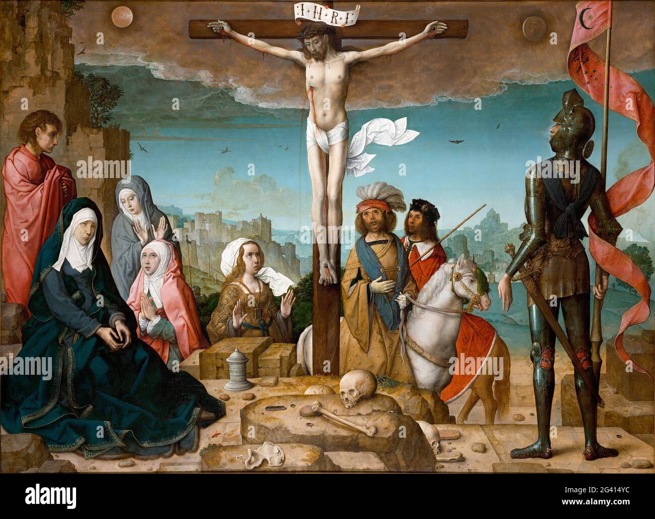 The Crucifixion by Juan de Flandes (John of Flanders: c. 1460- c. 1519), oil on panel, 1509-19 Stock Photo