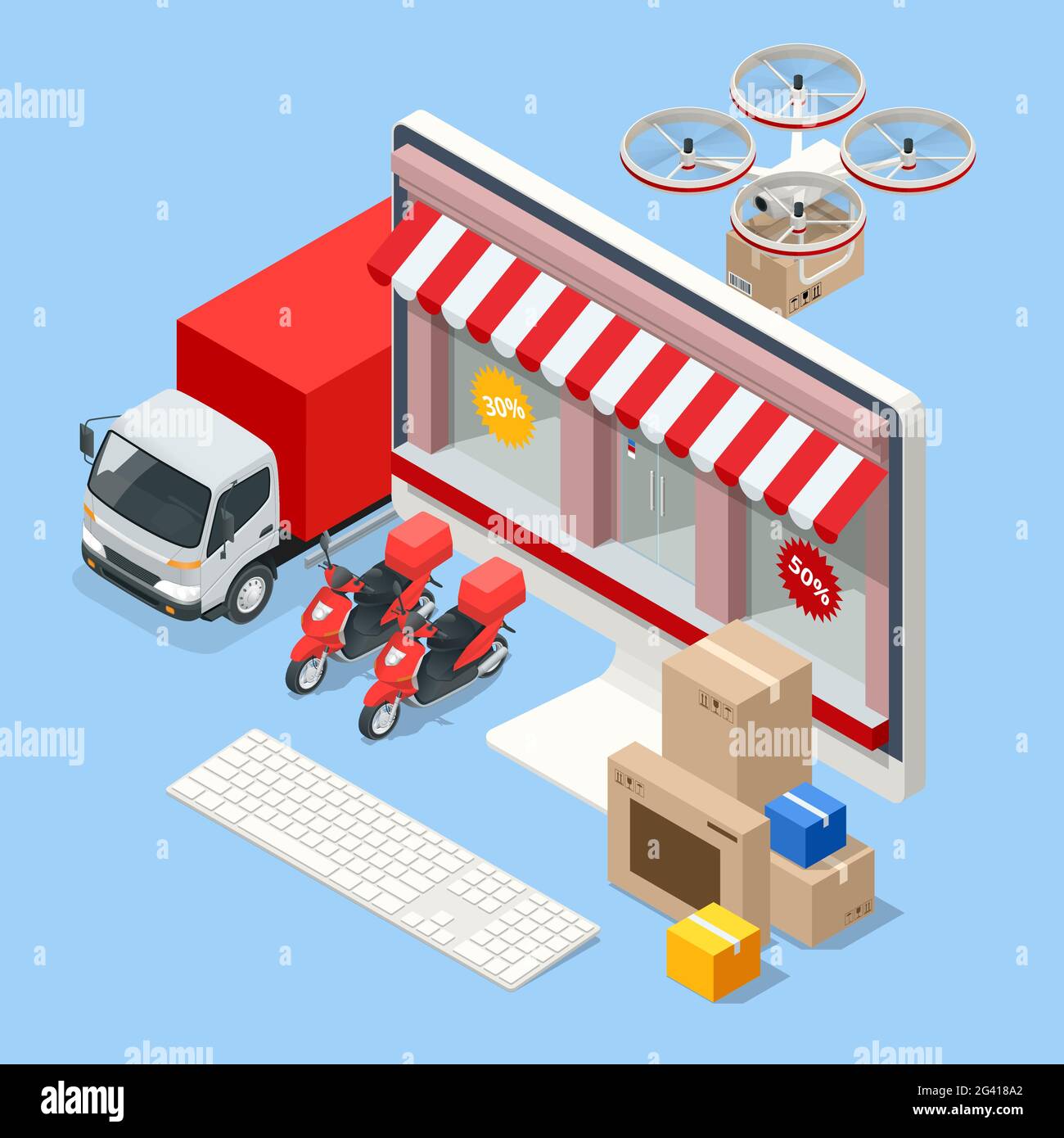 Isometric online shopping concept. Delivery home and office. Online ...
