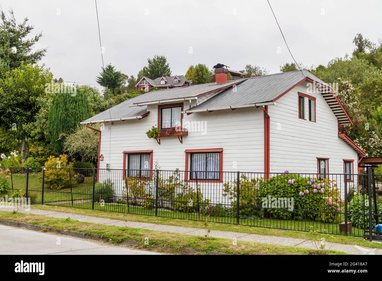 Wooden house in Frutillar village, Chile Stock Photo Alamy