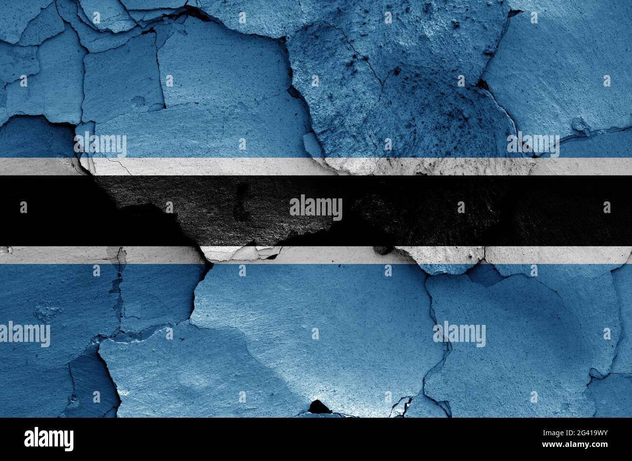 flag of Botswana painted on cracked wall Stock Photo