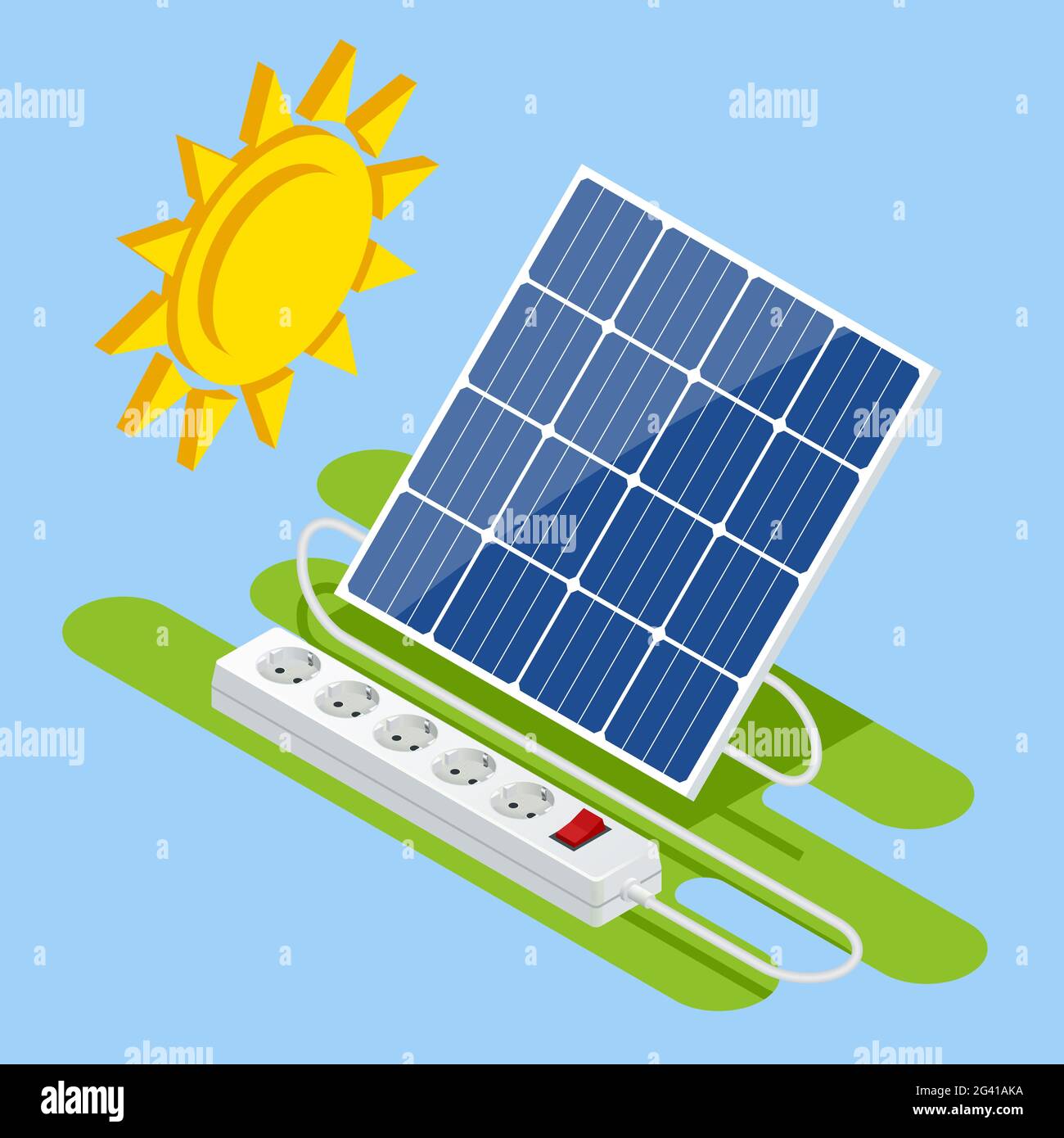 Isometric Solar Panel. Renewable Energy Sources. Backup Power Energy