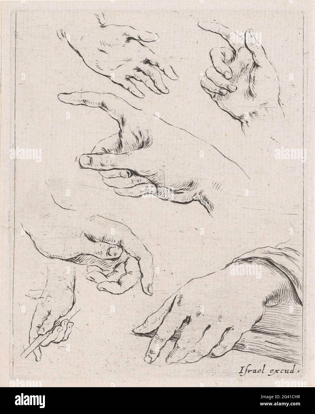 Zes Hands; Drawing samples; Book to Learn to Draw Stock Photo - Alamy