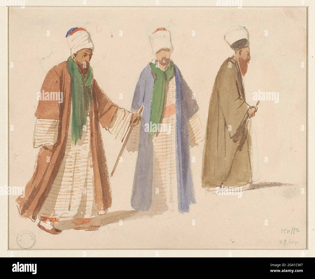 Costume studies of three Dervischen in Kaffa. . Stock Photo