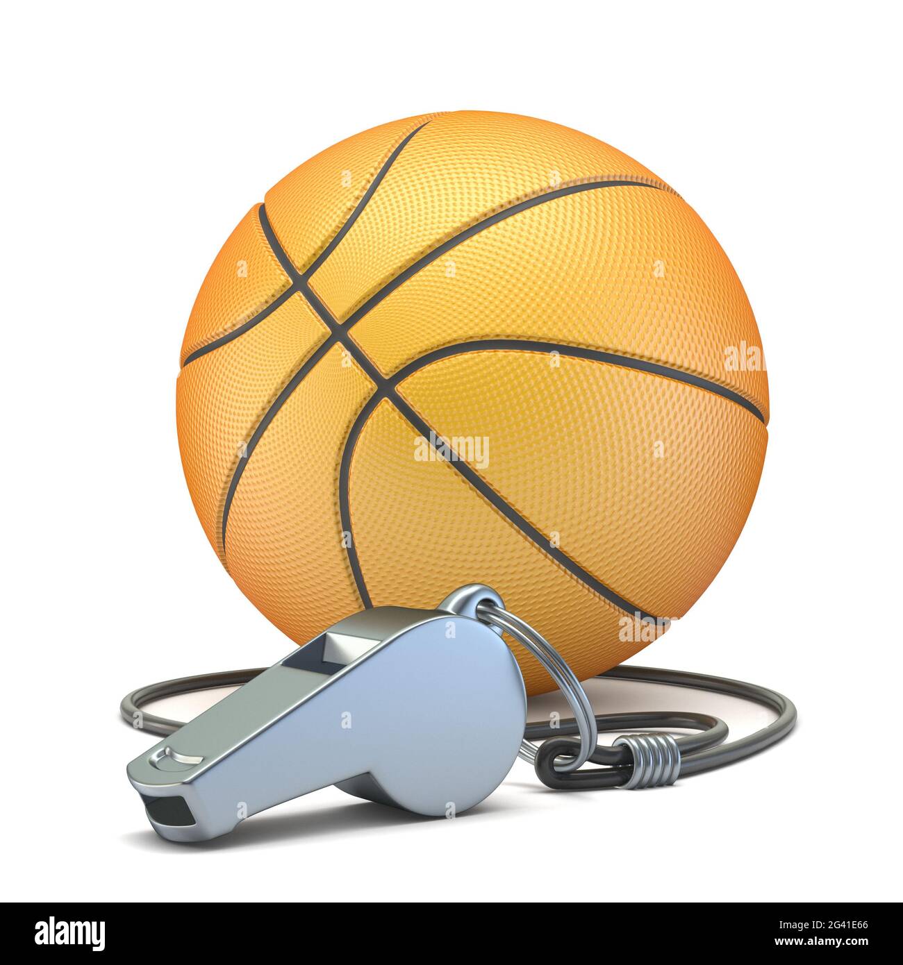 Basketball Ball With Metal Whistle 3d Stock Photo Alamy