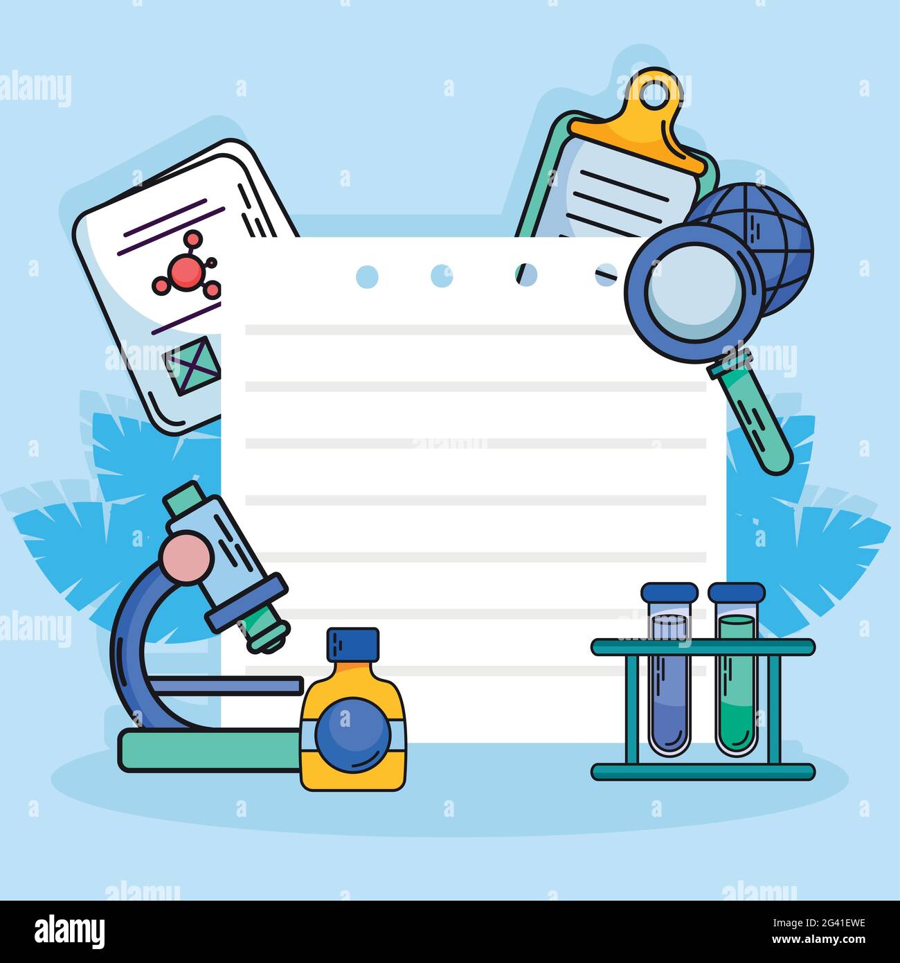 chemistry and science icon collection around note paper Stock Vector ...